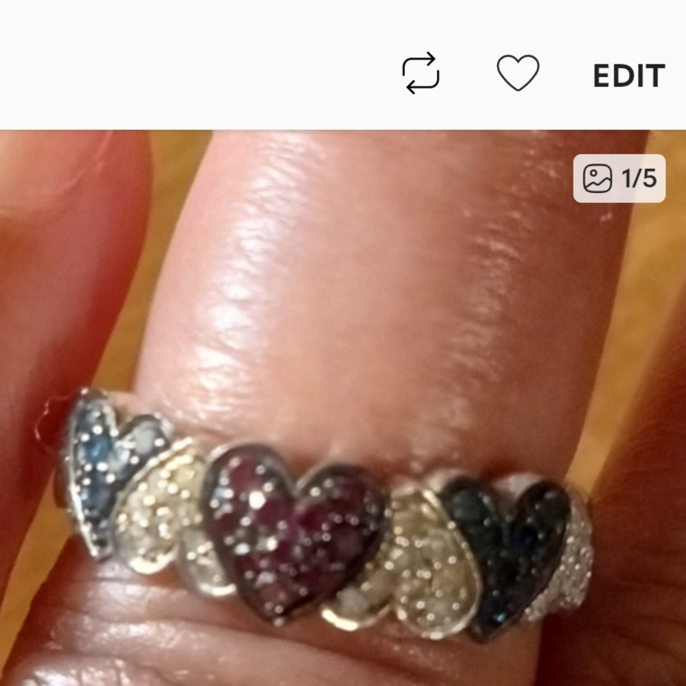 PURPLE , BLUE, WHITE DIAMOND HEART SHAPE🤍💙💜 DIAMOND RING. 0.53 CARATS🤍💙💜
